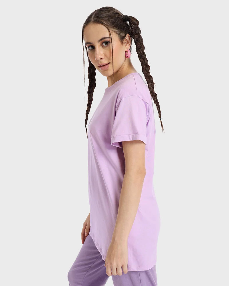 bewakoof Lilac Bloom Boyfriend T-Shirt